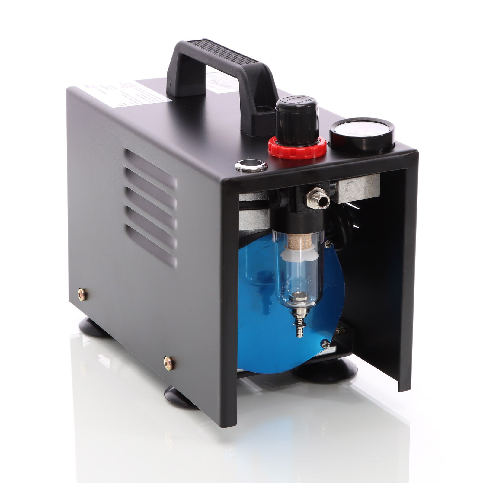 Compressore aerografo Fengda AS-18 B con carter metallico nero protettivo
