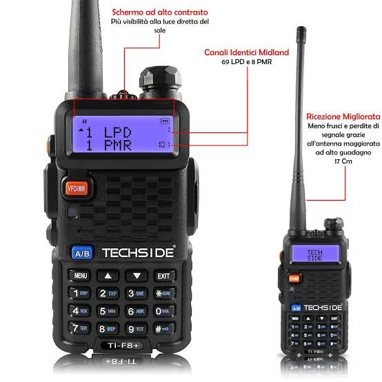 Ricetrasmettitore Techside TI-F8 Plus con connettore 2-pin standard Kenwood