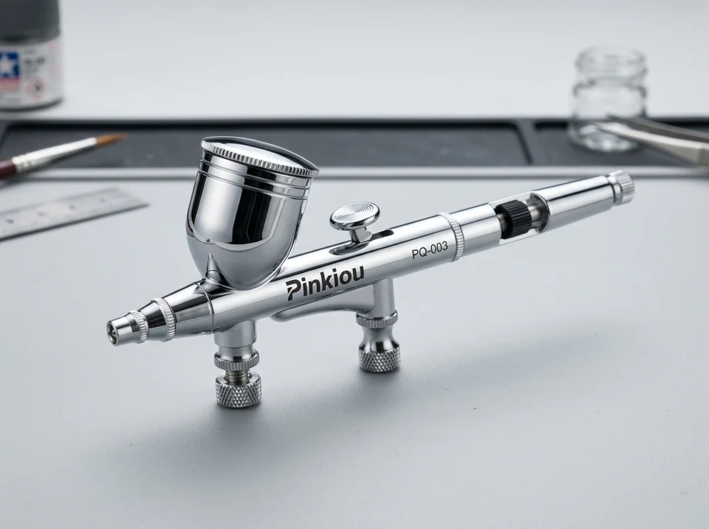 Aerografo Pinkiou Dual-Action con valvola di microregolazione aria MAC integrata