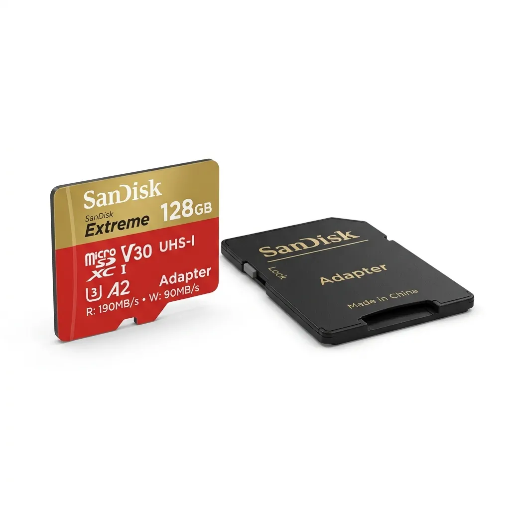 Scheda di memoria SanDisk Extreme MicroSDXC 128GB V30 U3 A2 con adattatore SD per droni DJI