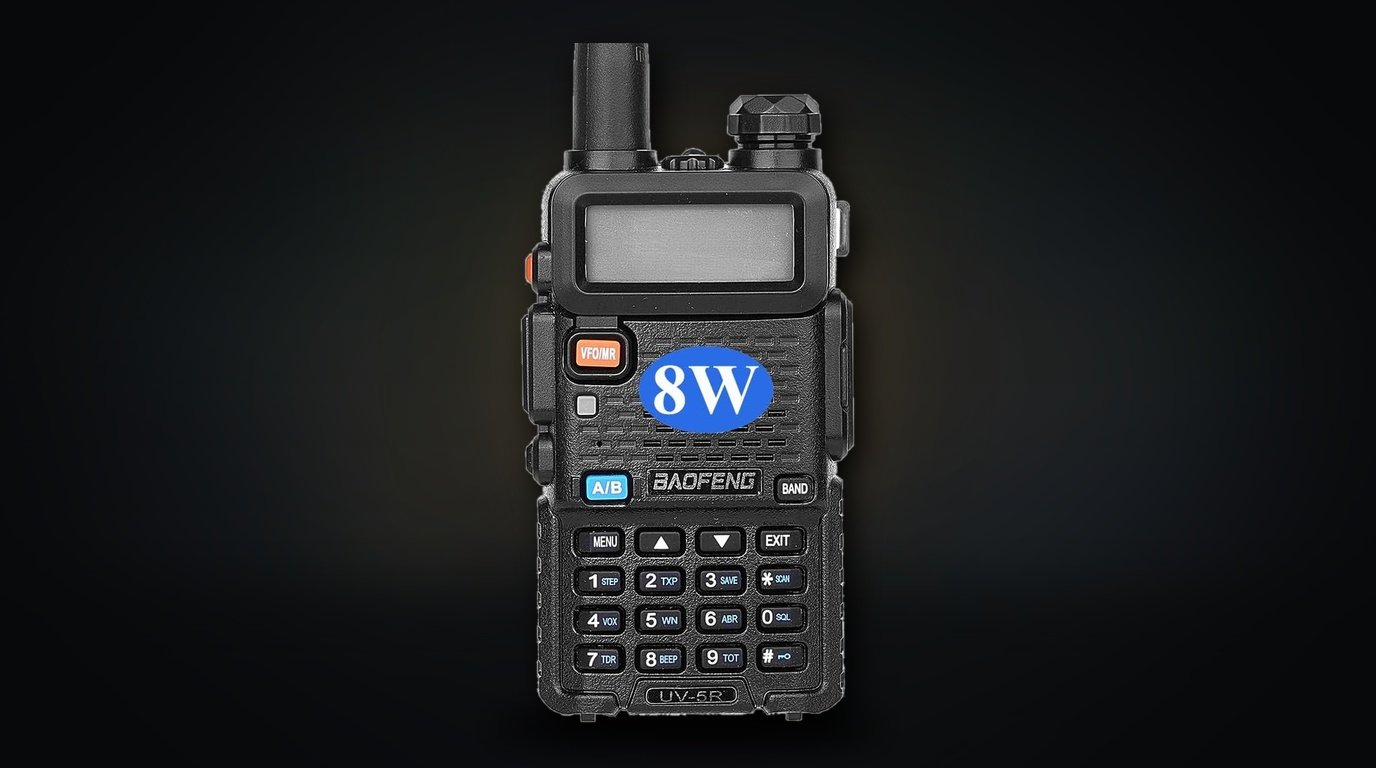 Baofeng BF UV-5R 8-Watt ricetrasmettitore doppia banda VHF UHF con connettore Kenwood 2-Pin per headset softair
