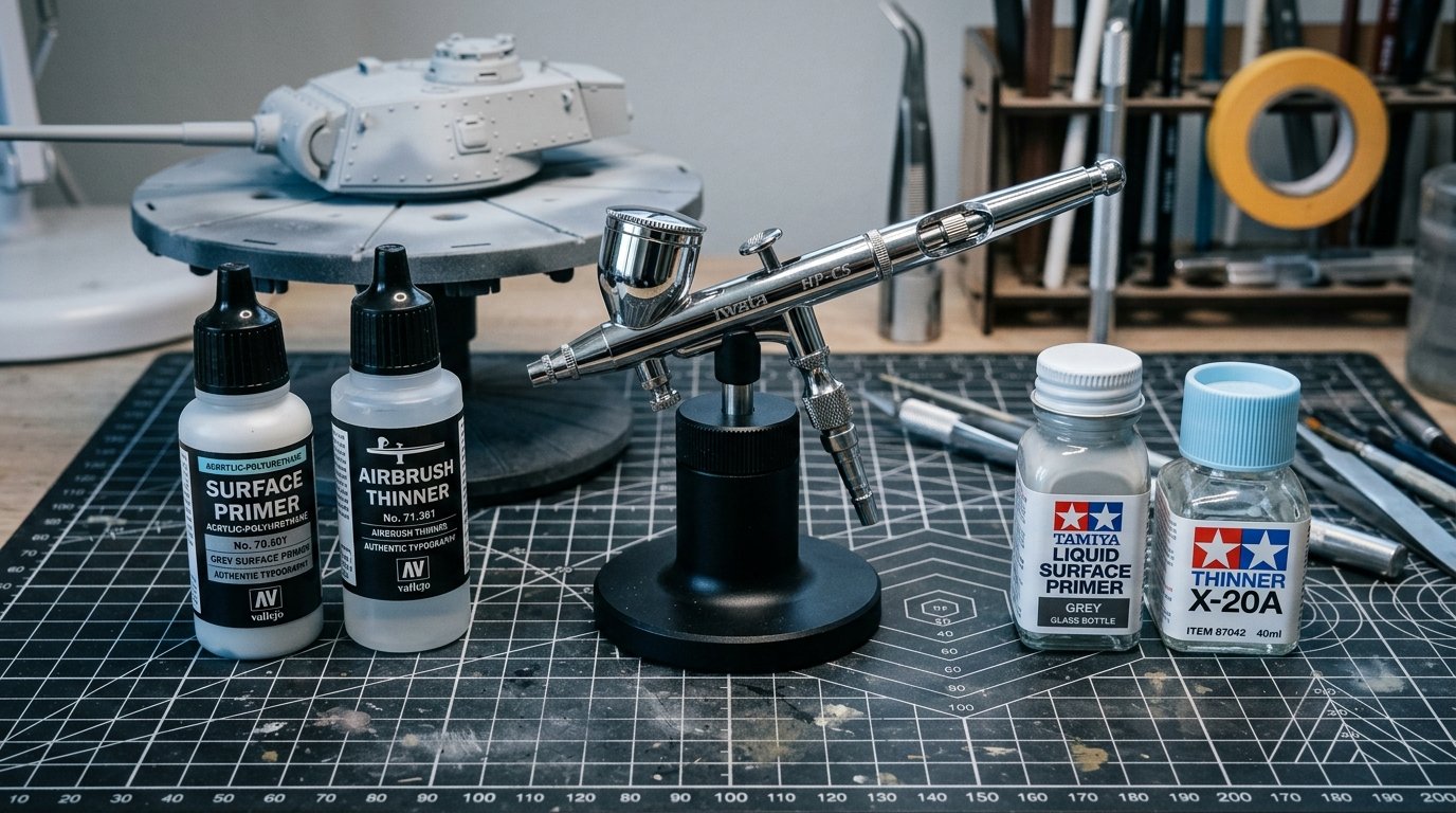 Primer e Thinner a confronto: Vallejo vs Tamiya (chimica, diluizione all’aerografo ed errori da evitare)