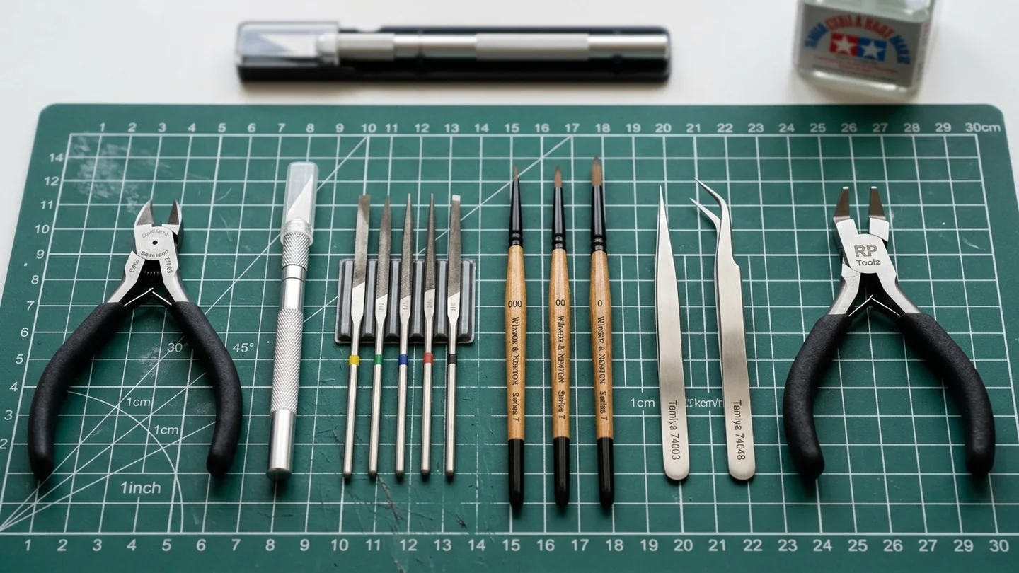 Tronchesi a filo singolo lime diamantate bisturi e pennelli Kolinsky per modellismo